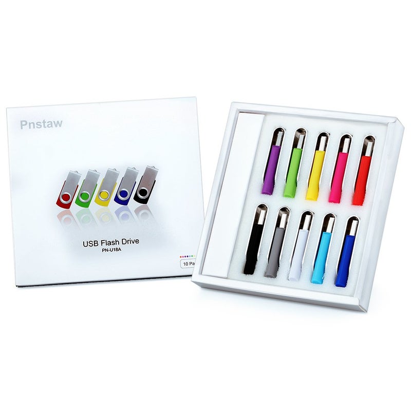 Pnstaw (10 Pack,Multi-Color) 64GB USB 2.0 Flash Drive Swivel Memory Stick Thumb Drive Pen Drives Jump Drive for Data Storage, File Sharing(64GB) - Image 3
